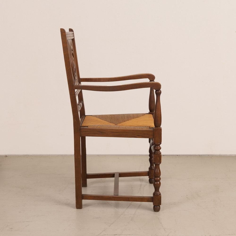 Giunco Sedia francese in Wood e tessuto di Charles Dudouyt in vendita