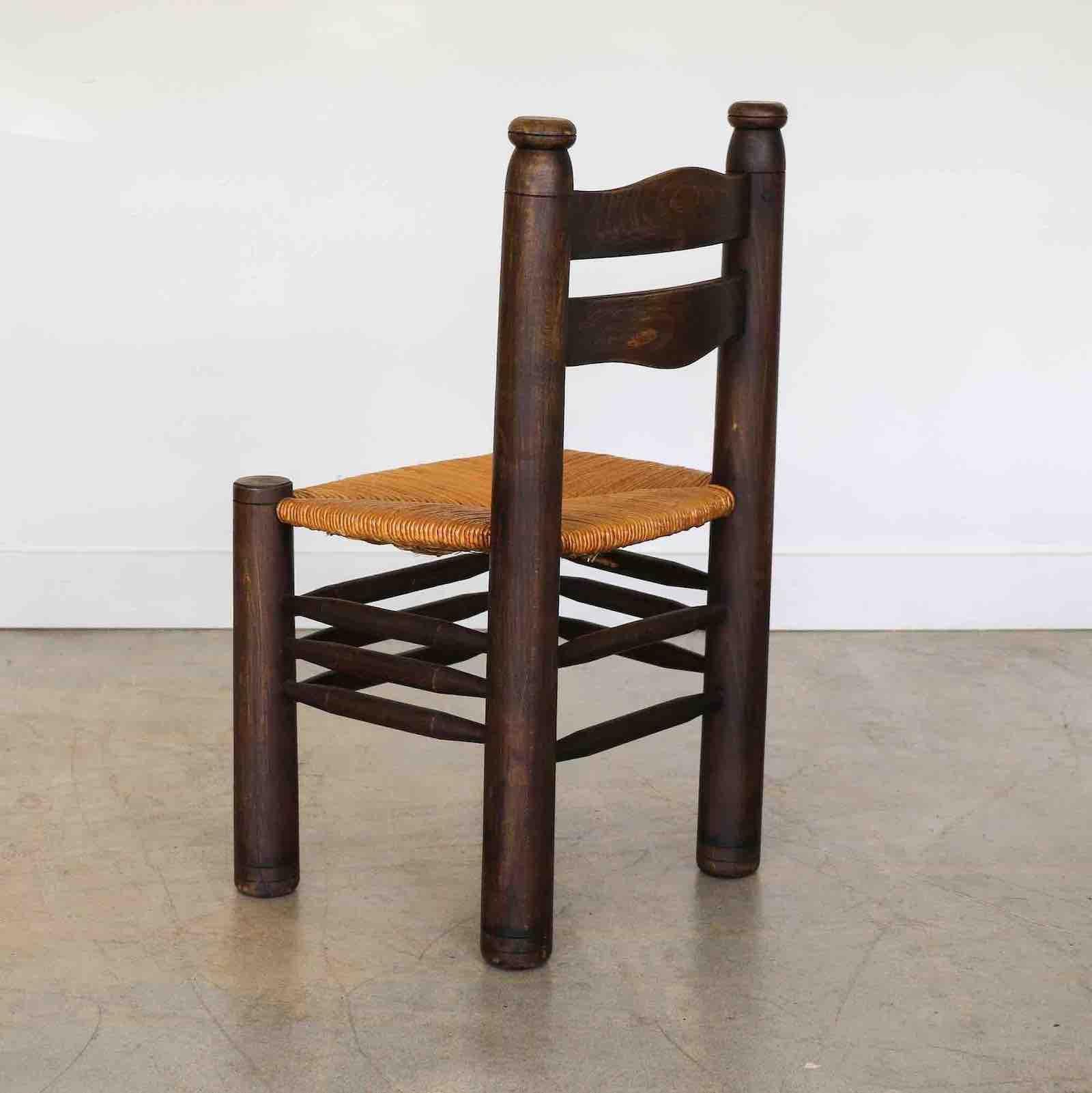 Französischer Stuhl aus Holz und gewebtem Holz von Charles Dudouyt im Angebot 3