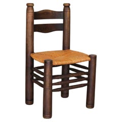 Französischer Stuhl aus Holz und gewebtem Holz von Charles Dudouyt