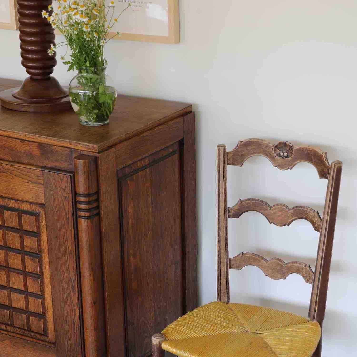 French Wood and Woven Chair In Good Condition For Sale In Los Angeles, CA