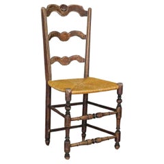 Retro French Wood and Woven Chair