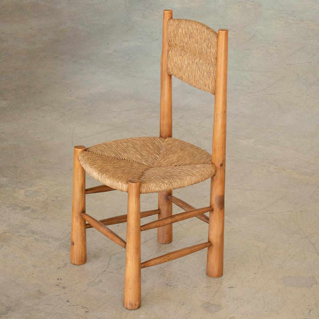 French Wood and Woven Chair in the Style of Charlotte Perriand 5