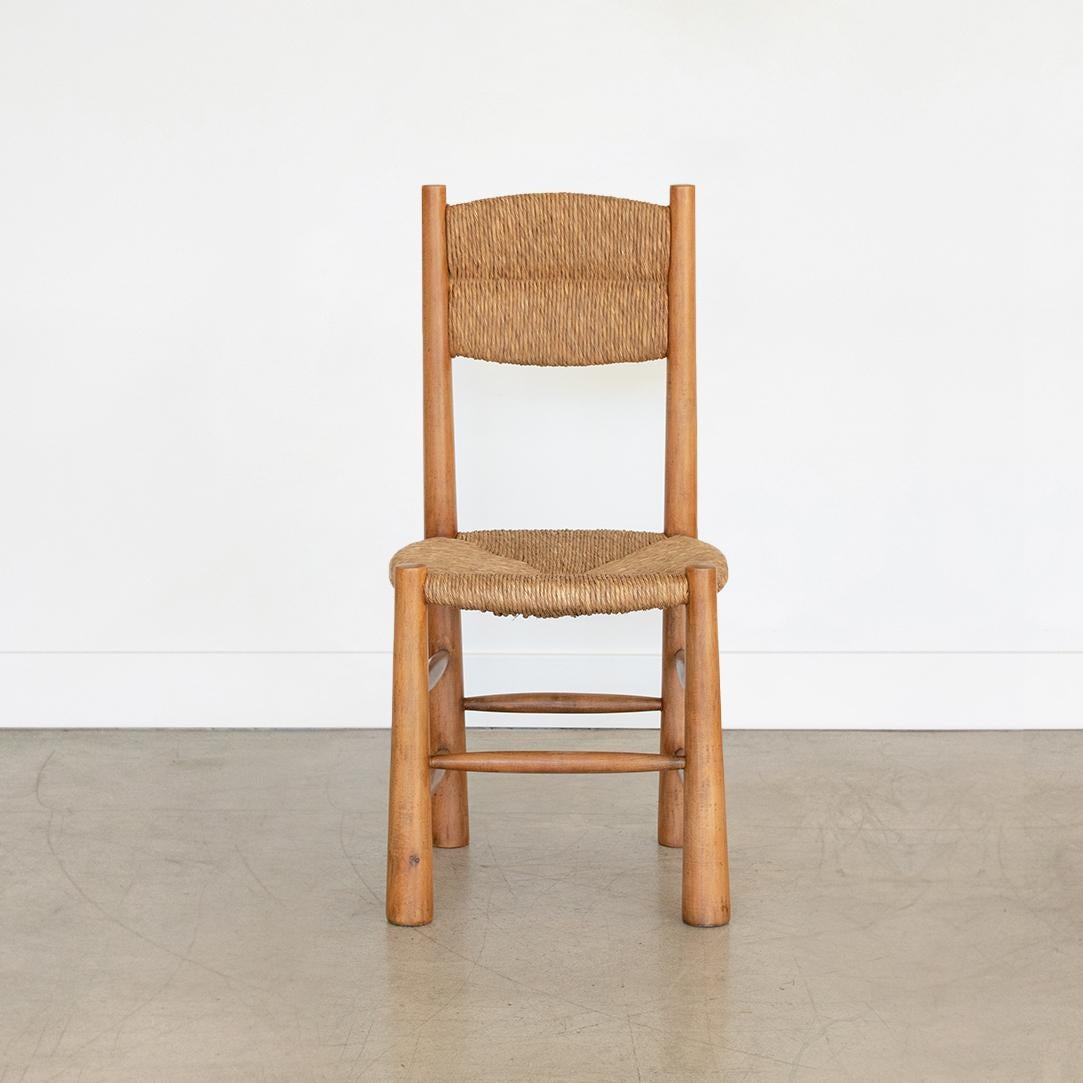 French Wood and Woven Chair in the Style of Charlotte Perriand In Good Condition In Los Angeles, CA