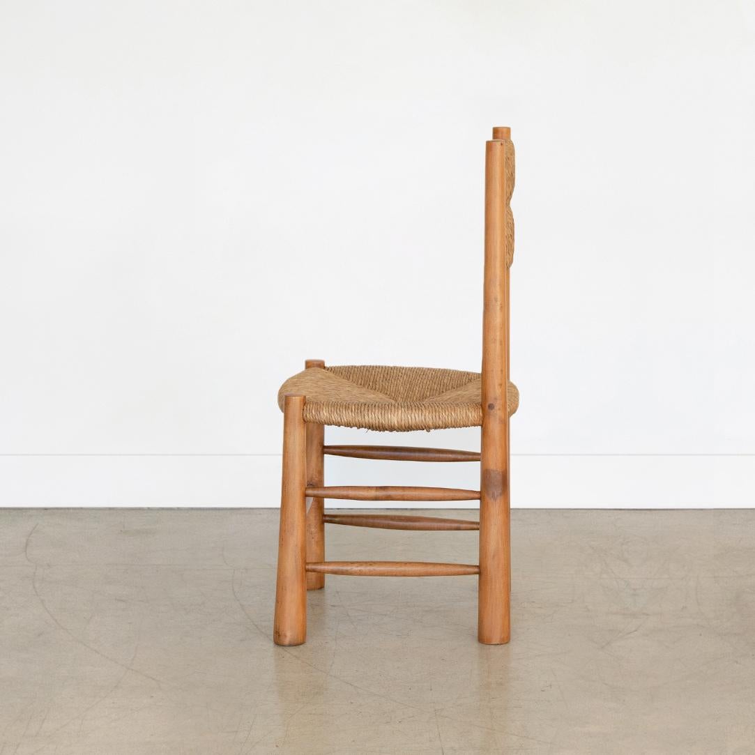 20th Century French Wood and Woven Chair in the Style of Charlotte Perriand