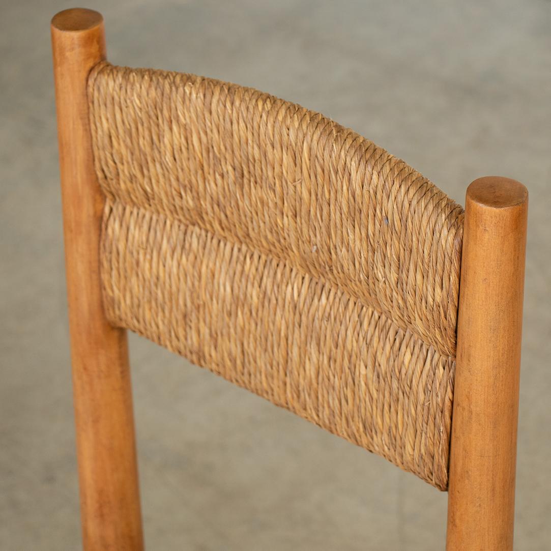 French Wood and Woven Chair in the Style of Charlotte Perriand 1