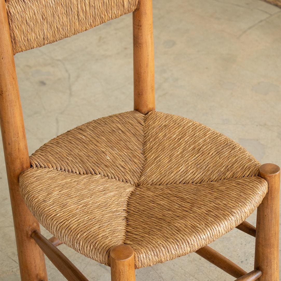 French Wood and Woven Chair in the Style of Charlotte Perriand 2