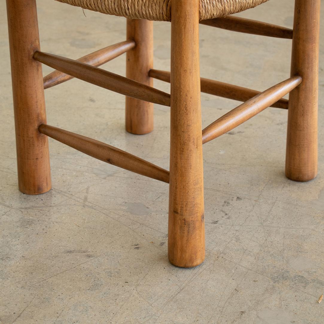French Wood and Woven Chair in the Style of Charlotte Perriand 3