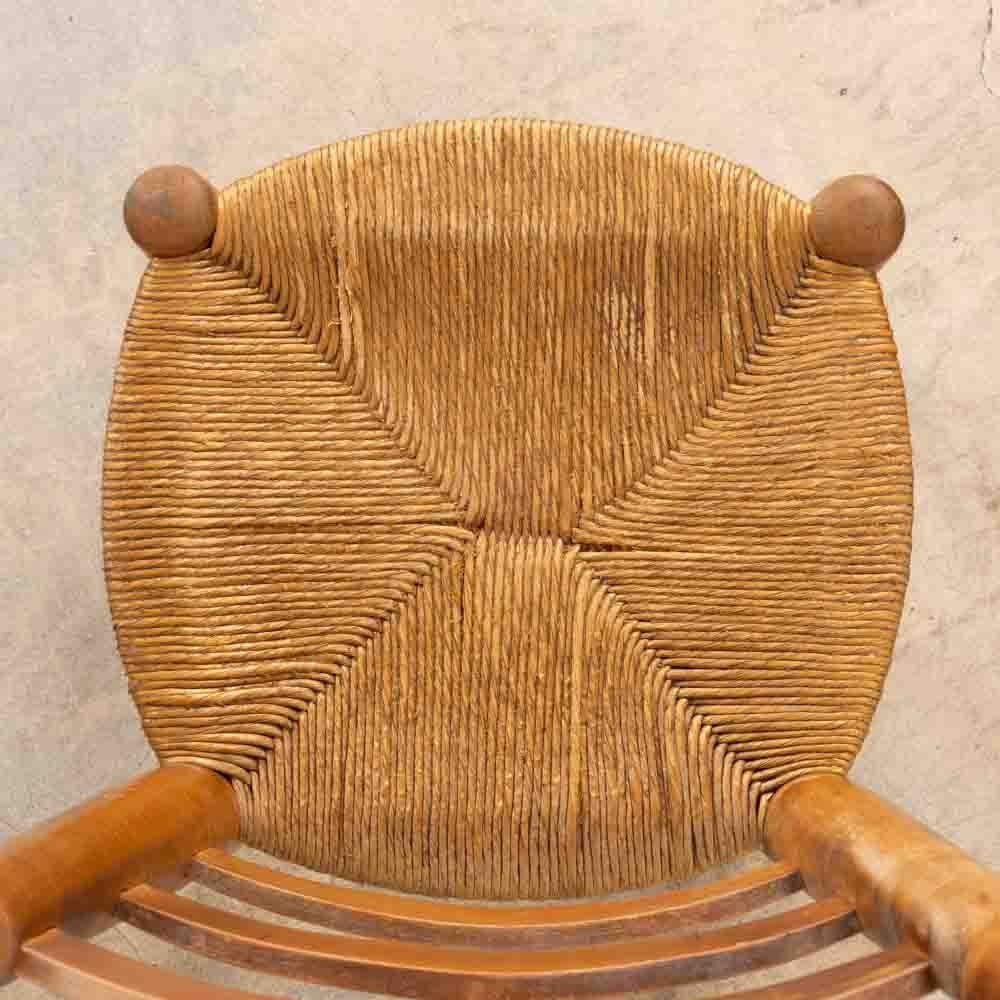 Juego de 6 sillas francesas de madera y tejido de Charles Dudouyt en venta 4