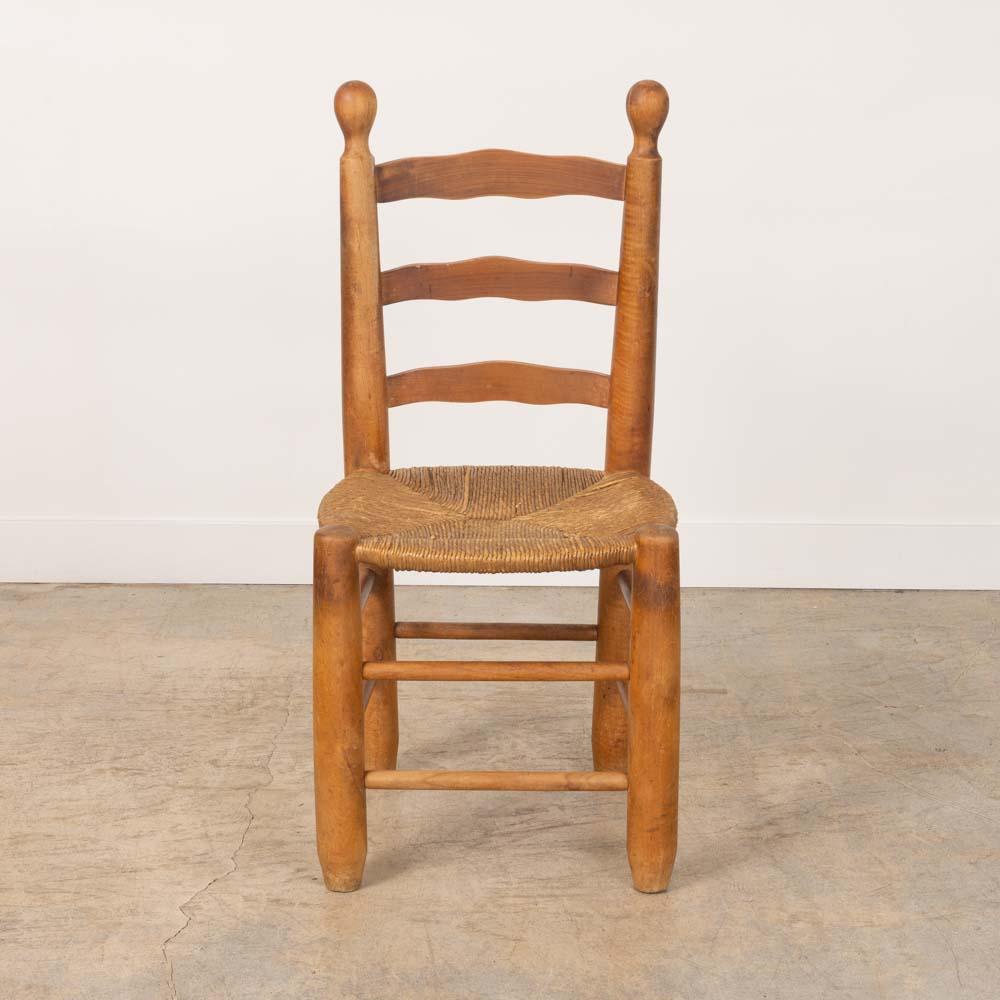 Juego de 6 sillas francesas de madera y tejido de Charles Dudouyt en venta 1