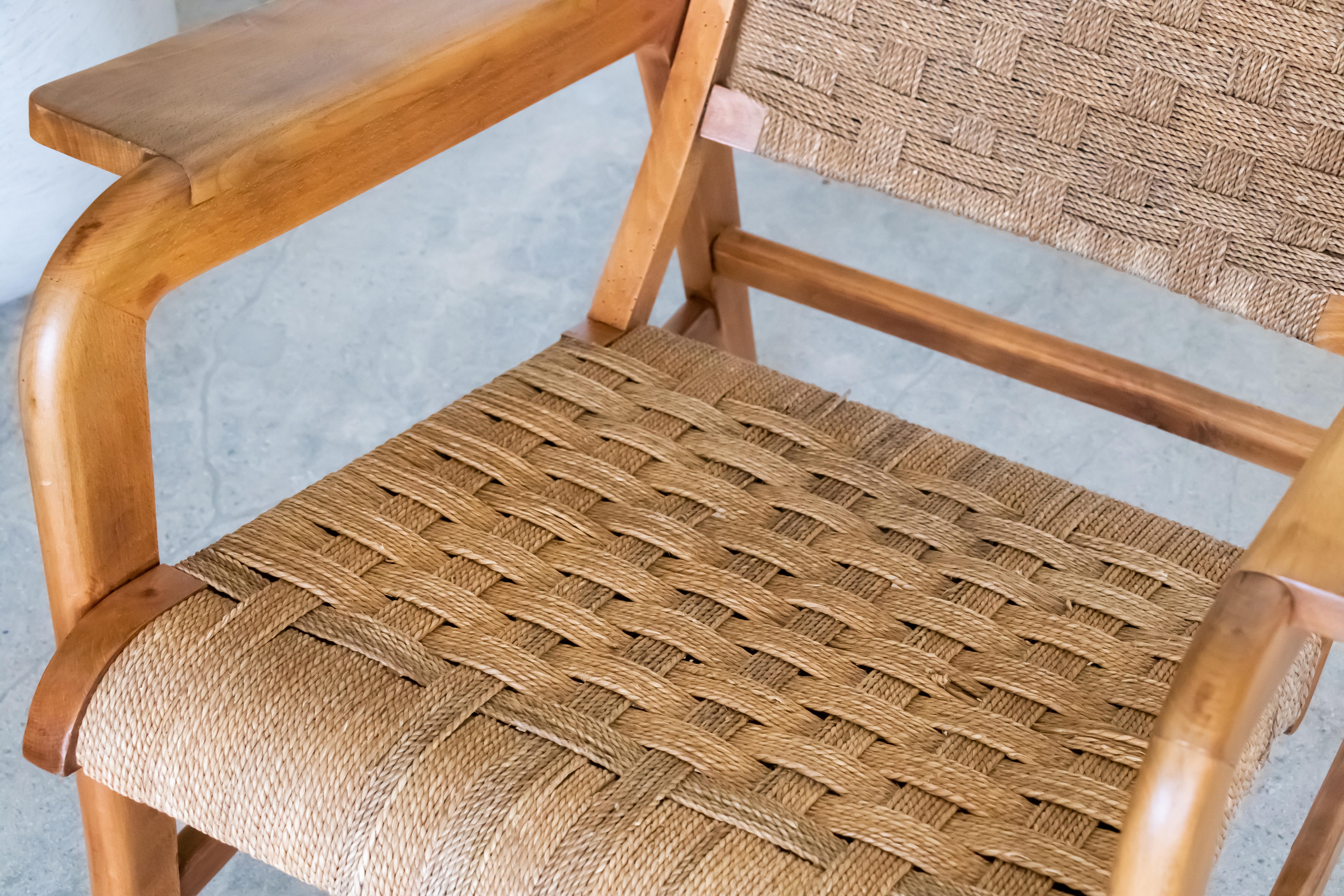 Italian 1940's Wood and Woven Lounge Chairs 5