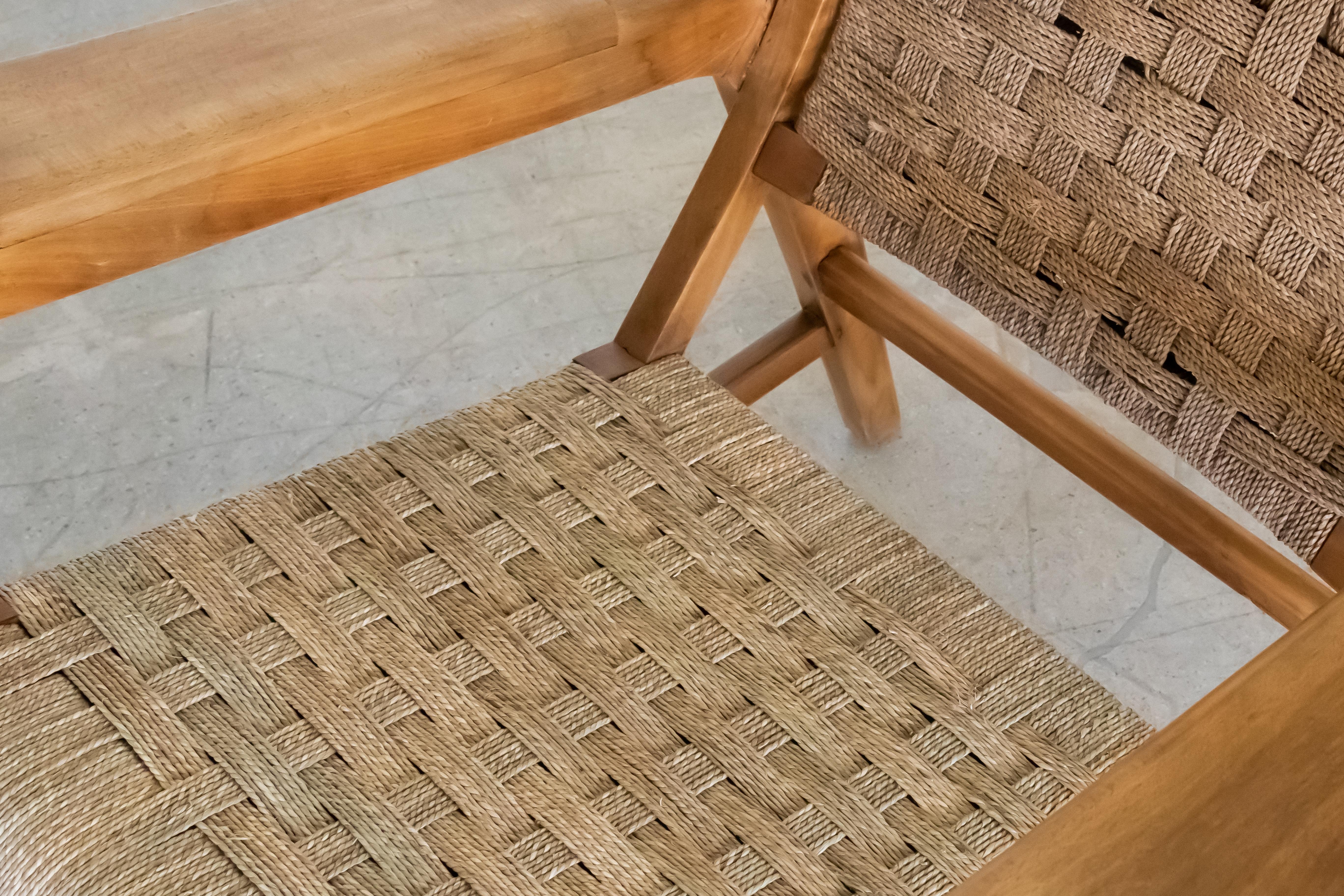 Italian 1940's Wood and Woven Lounge Chairs 4