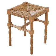 French Wood and Woven Stool