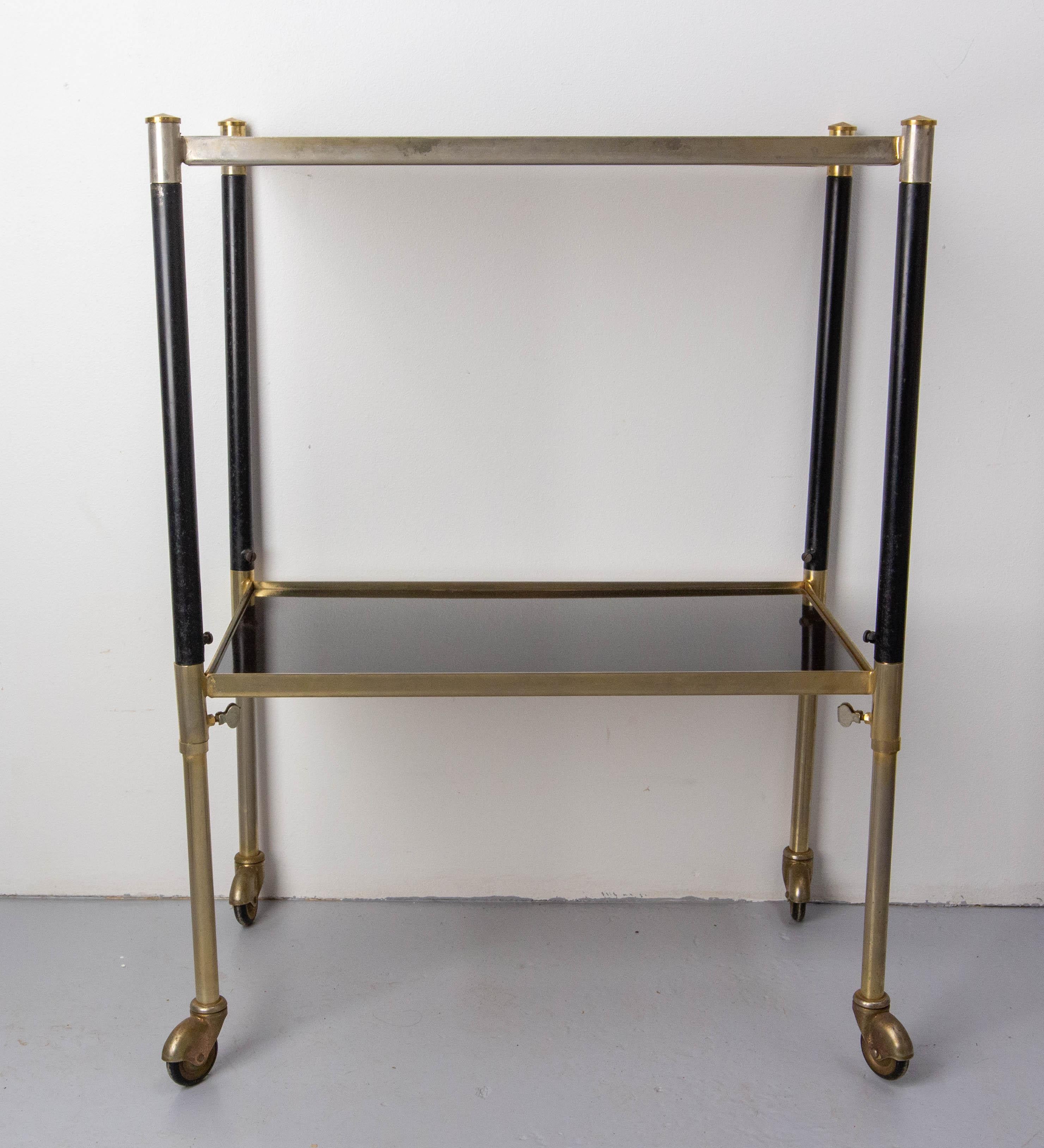 French Wood Brass Table Trolley Console Dessert 