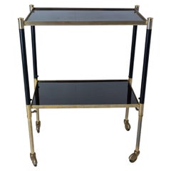 French Wood Brass Table Trolley Console Dessert "Drum Stick" Style, 1960