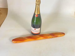 French Wood Bread Knife indide a bread-shaped scabbard brown Color 20th Century