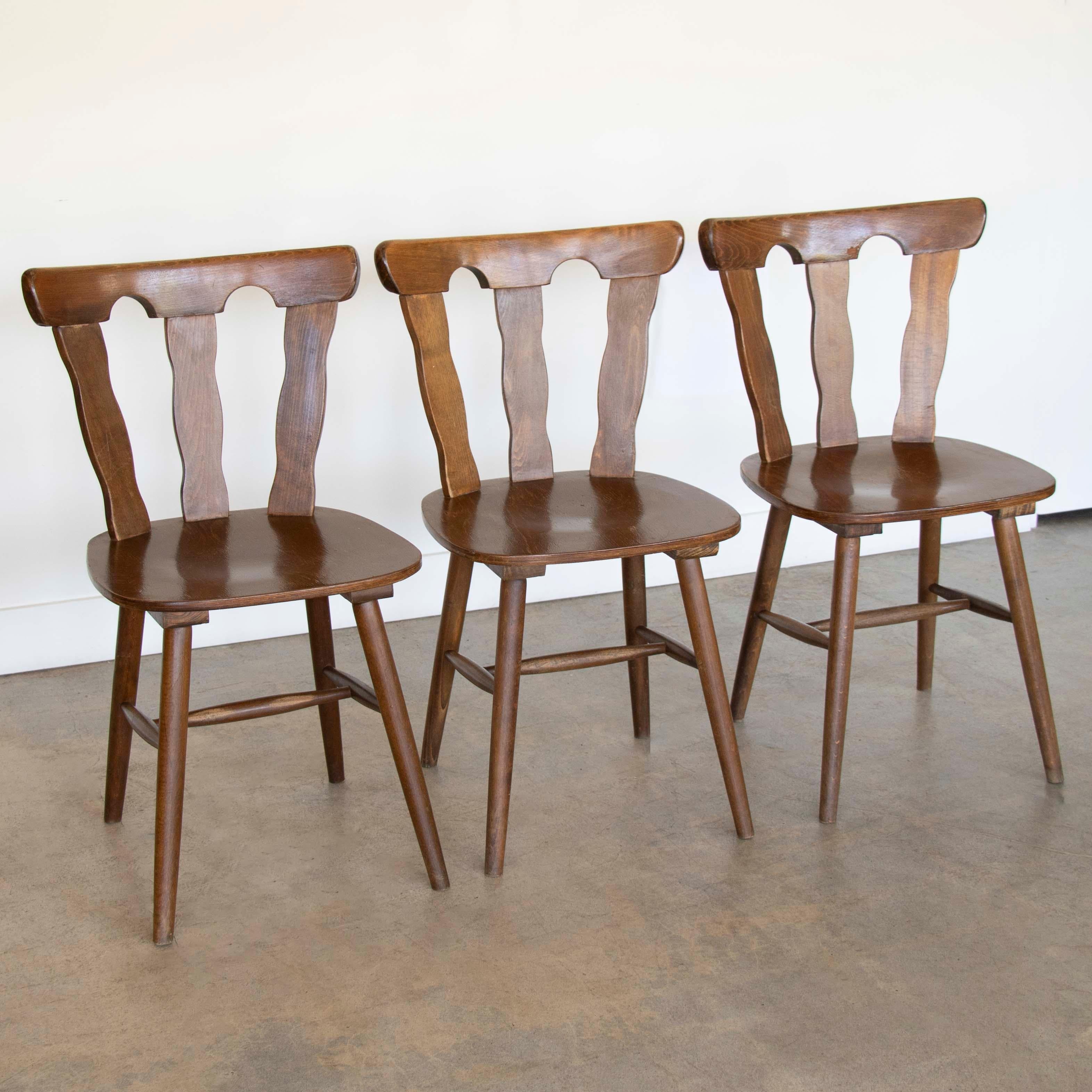 20th Century French Wood Brutalist Chairs