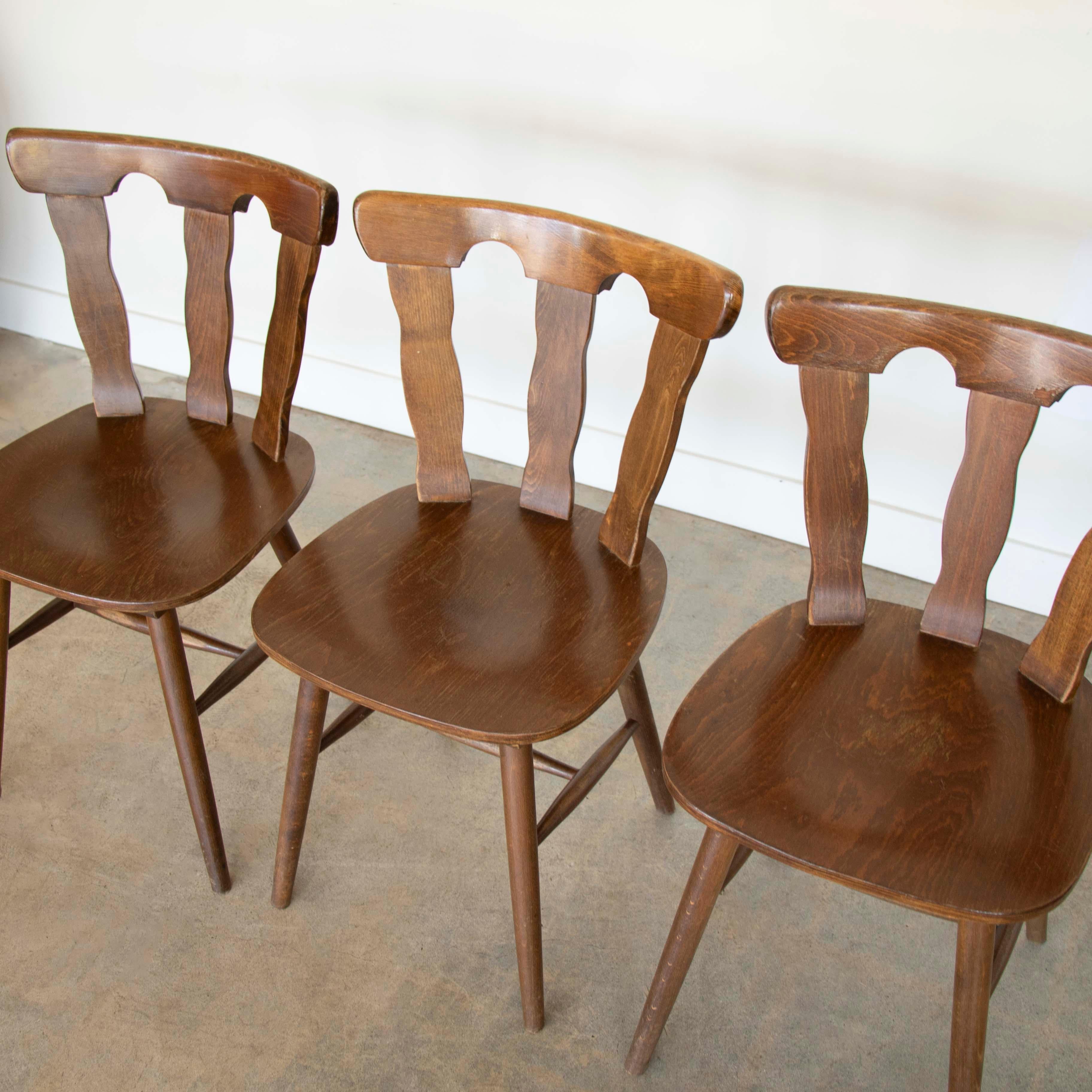 French Wood Brutalist Chairs 1