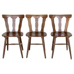 French Wood Brutalist Chairs