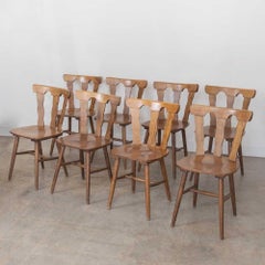 French Wood Brutalist Chairs, Set of 8
