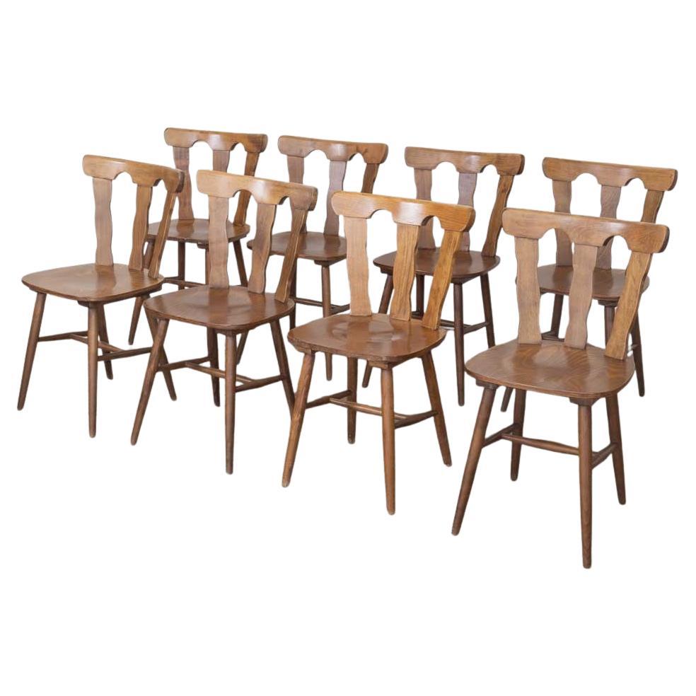 French Wood Brutalist Chairs, Set of 8 For Sale