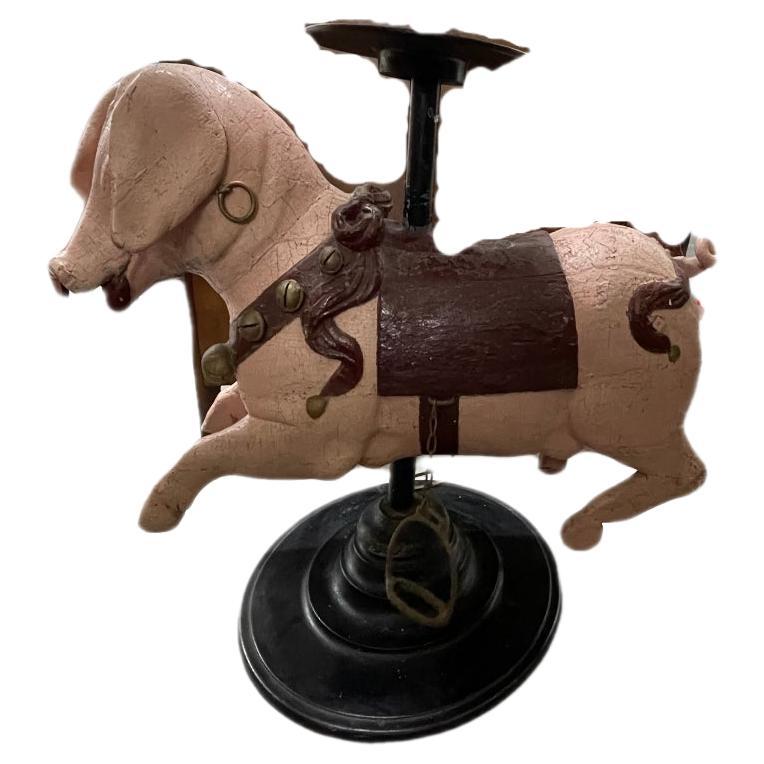 French, Wood Carousel Pig "Monter Le Couchon" For Sale