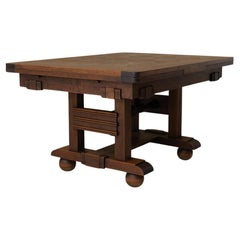 French Wood Extendable Table by Charles Dudouyt