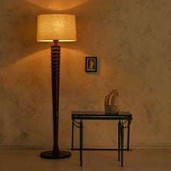 French Wood Floor Lamp Attributed to Charles Dudouyt, 1950s