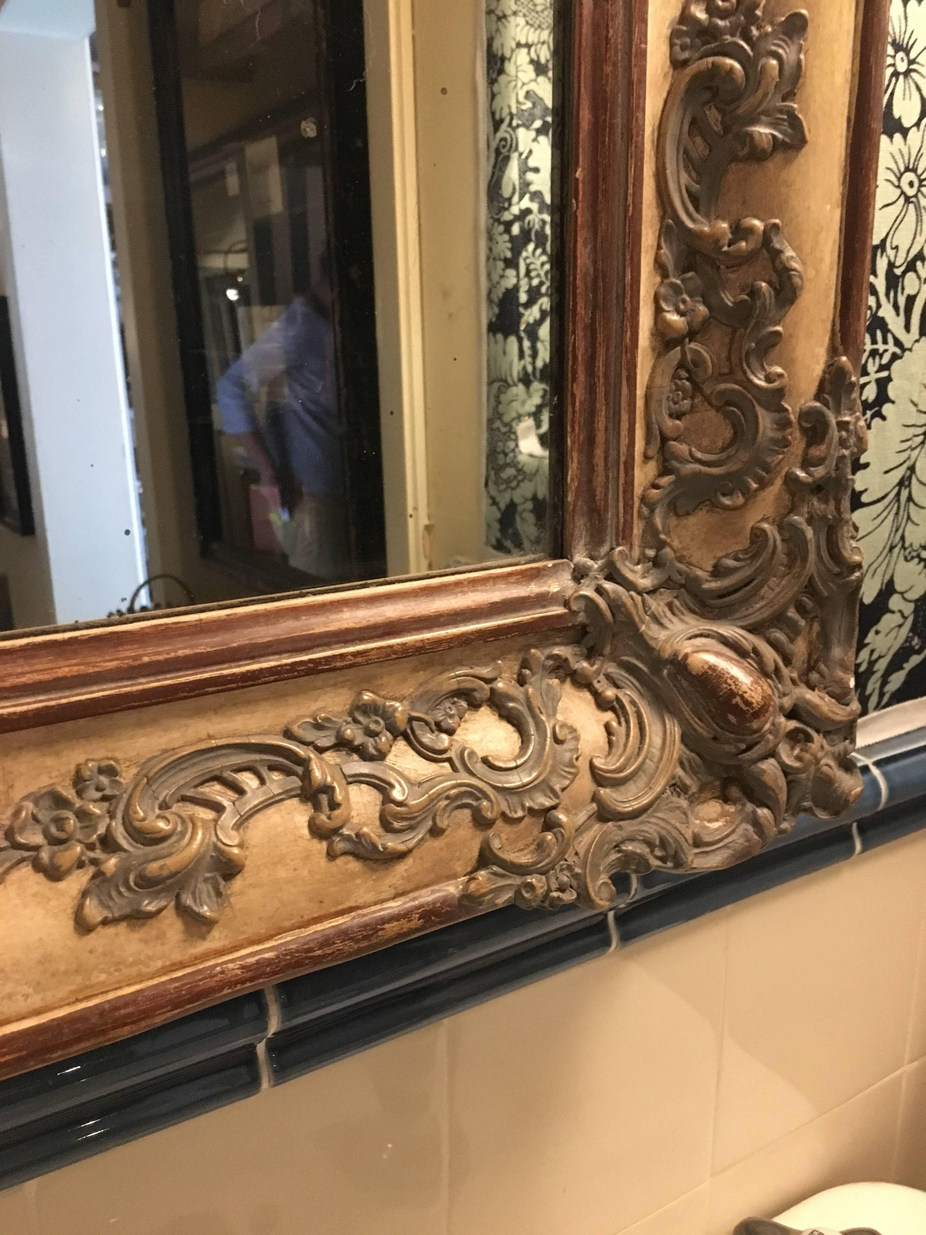 French Wood Framed and Decorated Mirror from, Late 19th Century In Excellent Condition In Florence, IT