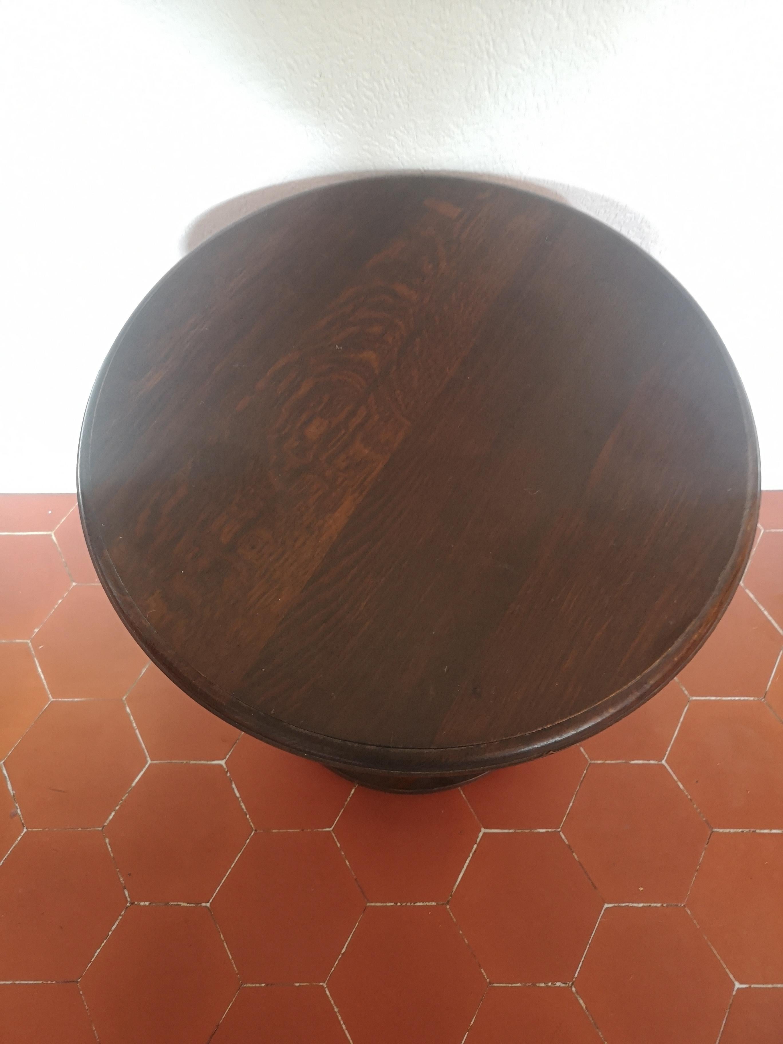 Mid-20th Century French Wood Gueridon Table in the Style of Charles Dudouyt