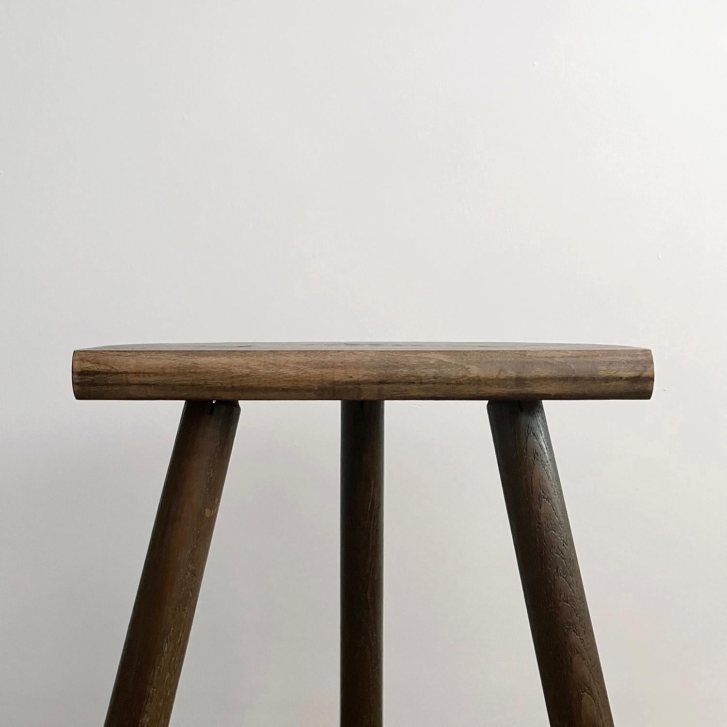 French Wood Half Moon Tripod Stool For Sale 6