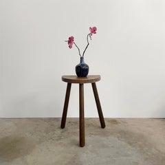 French Wood Half Moon Tripod Stool