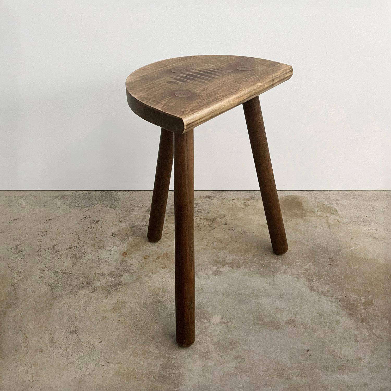 French Wood Half Moon Tripod Stool For Sale 2