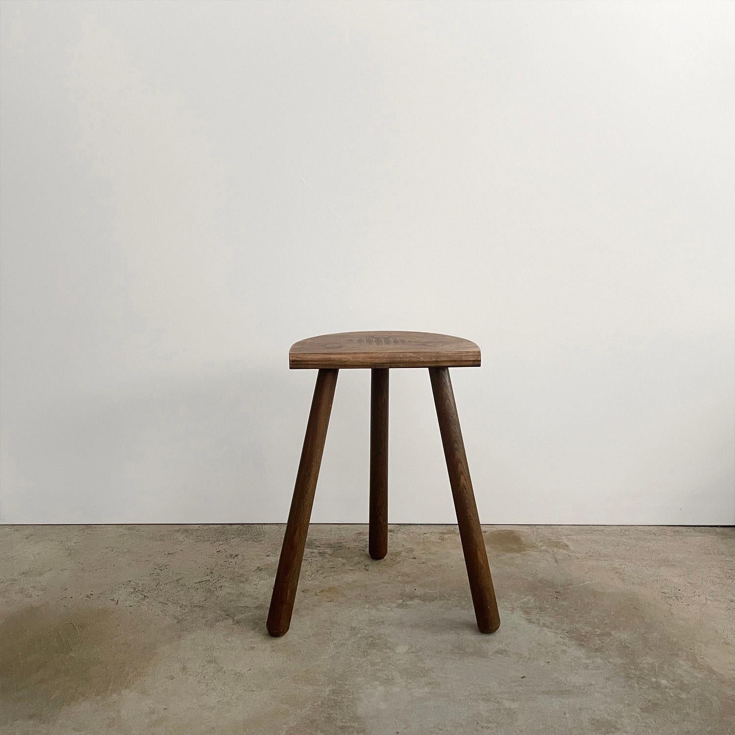 French Wood Half Moon Tripod Stool For Sale 5