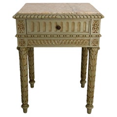 Antique French Wood & Marble End of Sofa Nightstand Table Louis 16 Style circa 1900
