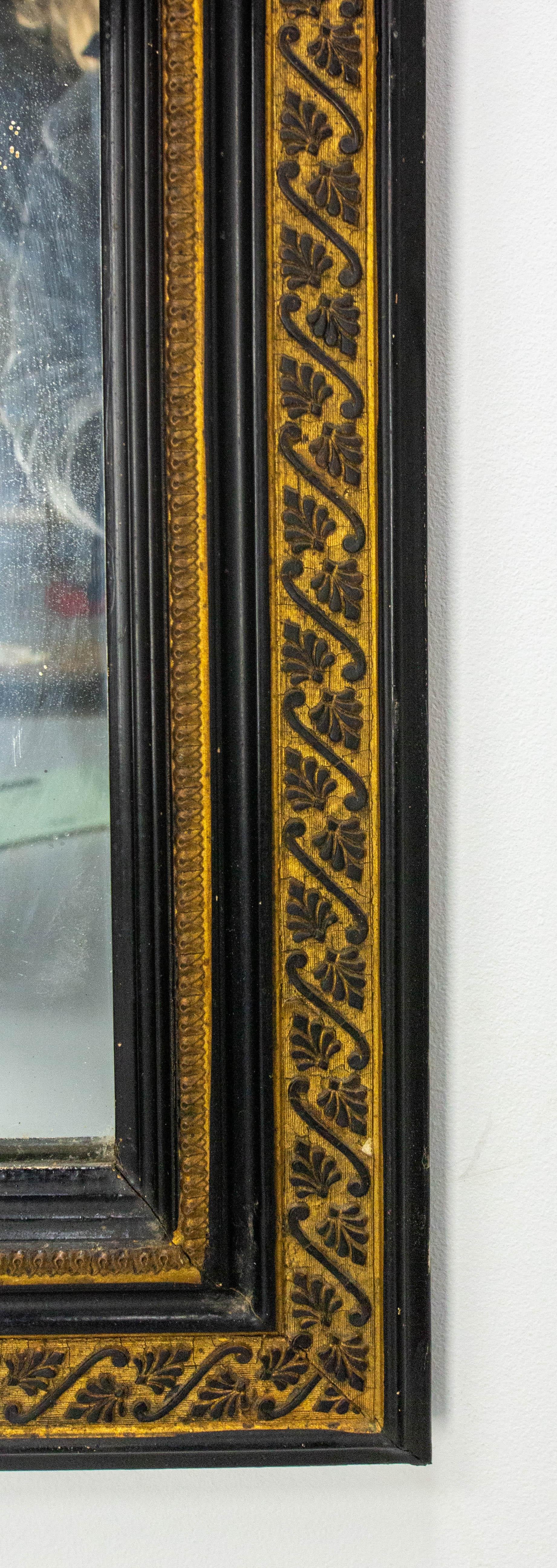 Français Miroir mural Napoléon III en Wood Wood doré et noir, vers 1880 en vente