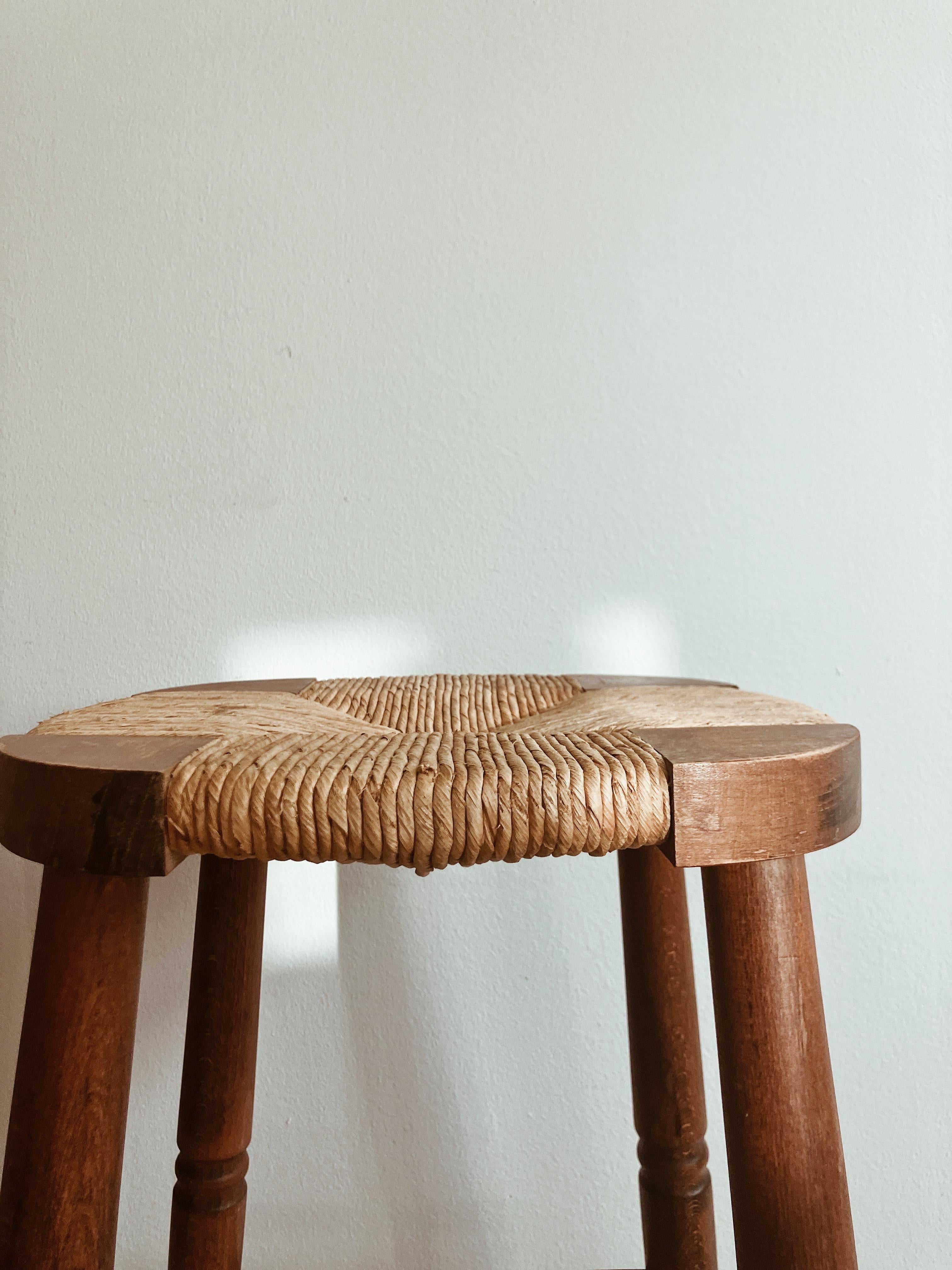 French wood & paper Cord High Stool In Good Condition In Copenhagen, DK