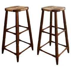 French wood & paper Cord High Stool