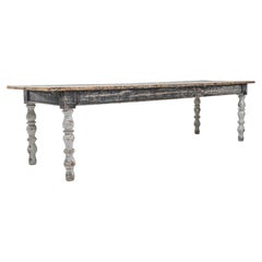 French Wood Patinated Dining Table, Early 20th Century, Rustic Charm