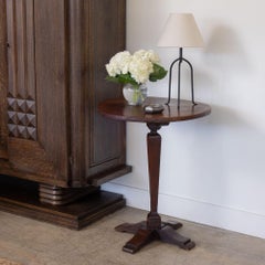 French Wood Pedestal Side Table