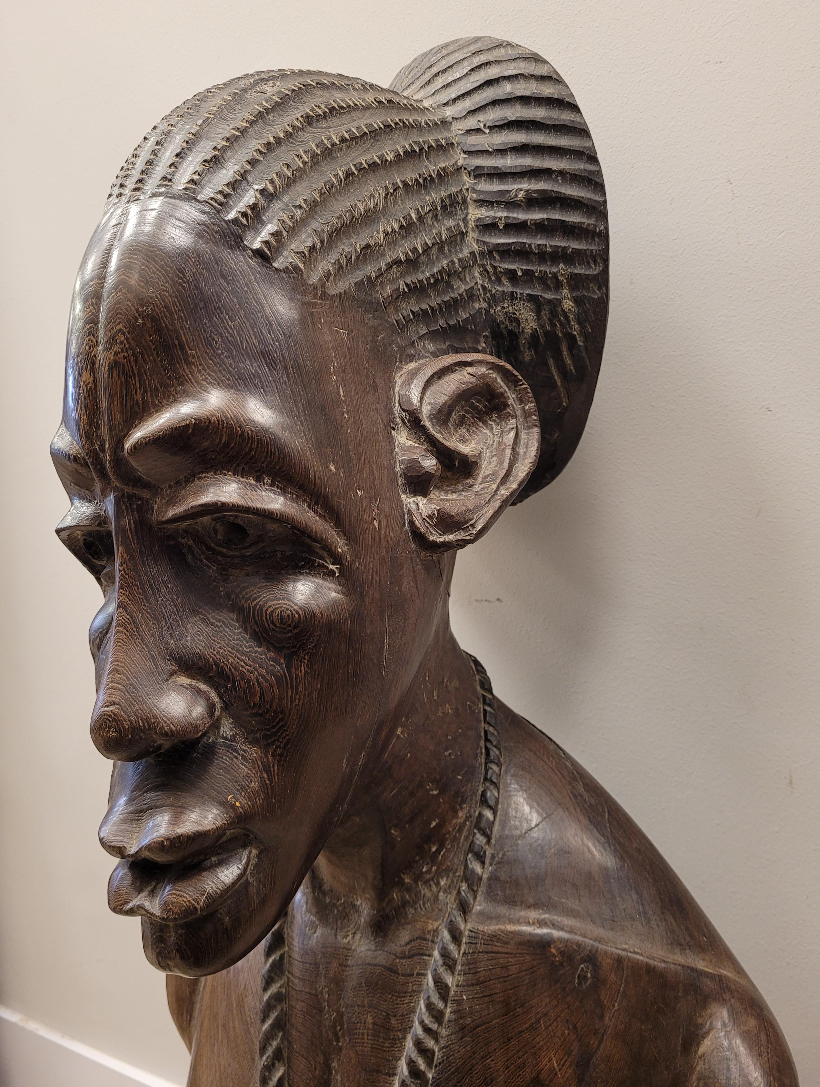French Wood Sculptures, Couple of Busts, Sculptures of Africans from the Congo 9
