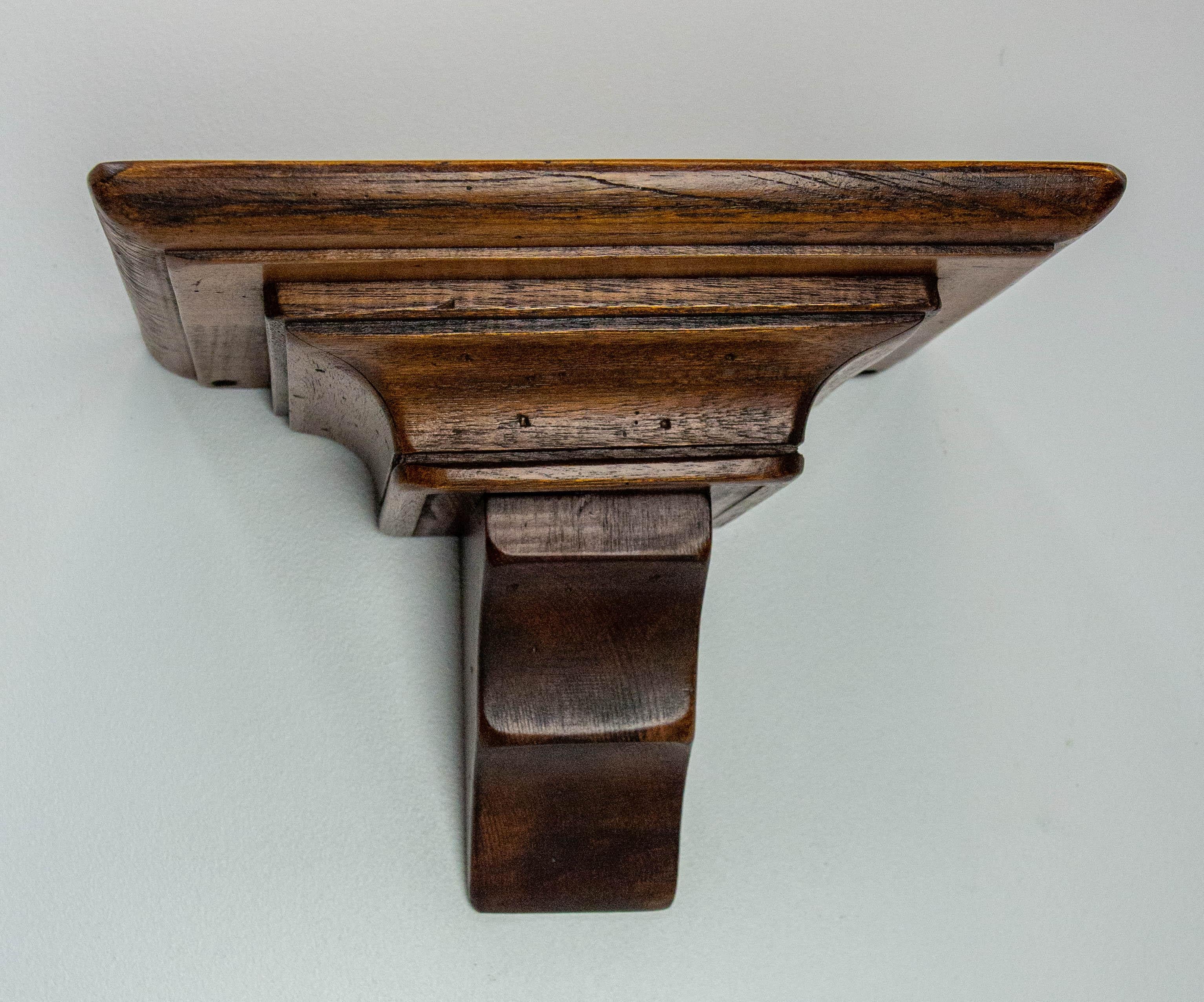 20th Century French Wood Sellette Console Pedestal Shelf for Statuette or Lamp 20 Mid-Century For Sale