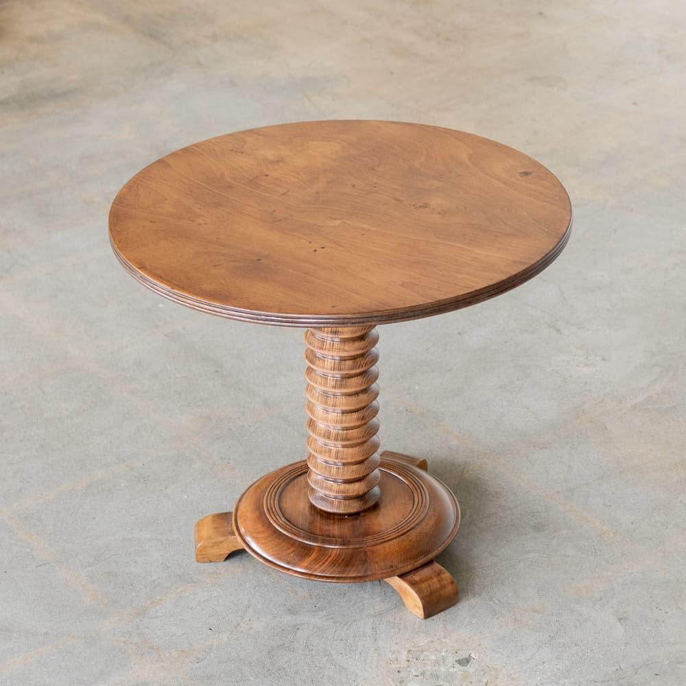 Oak French Wood Side Table by Charles Dudouyt