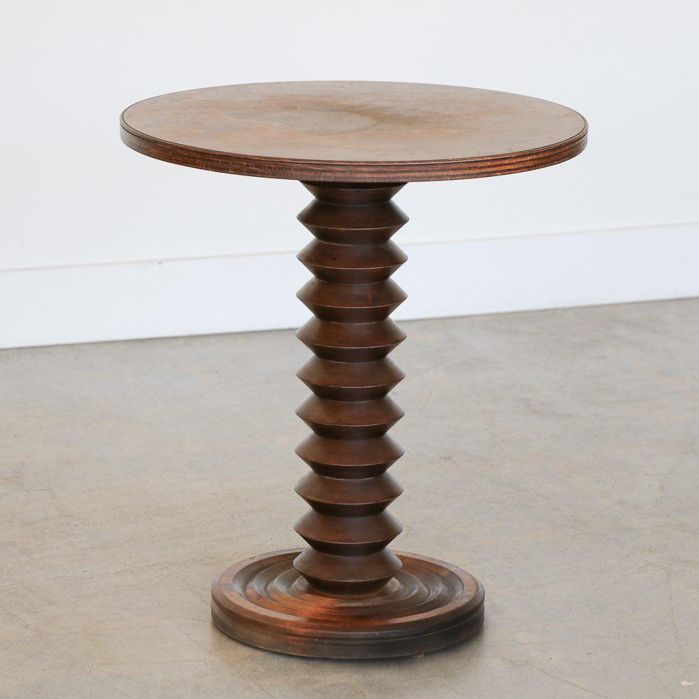 Oak French Wood Side Table by Charles Dudouyt
