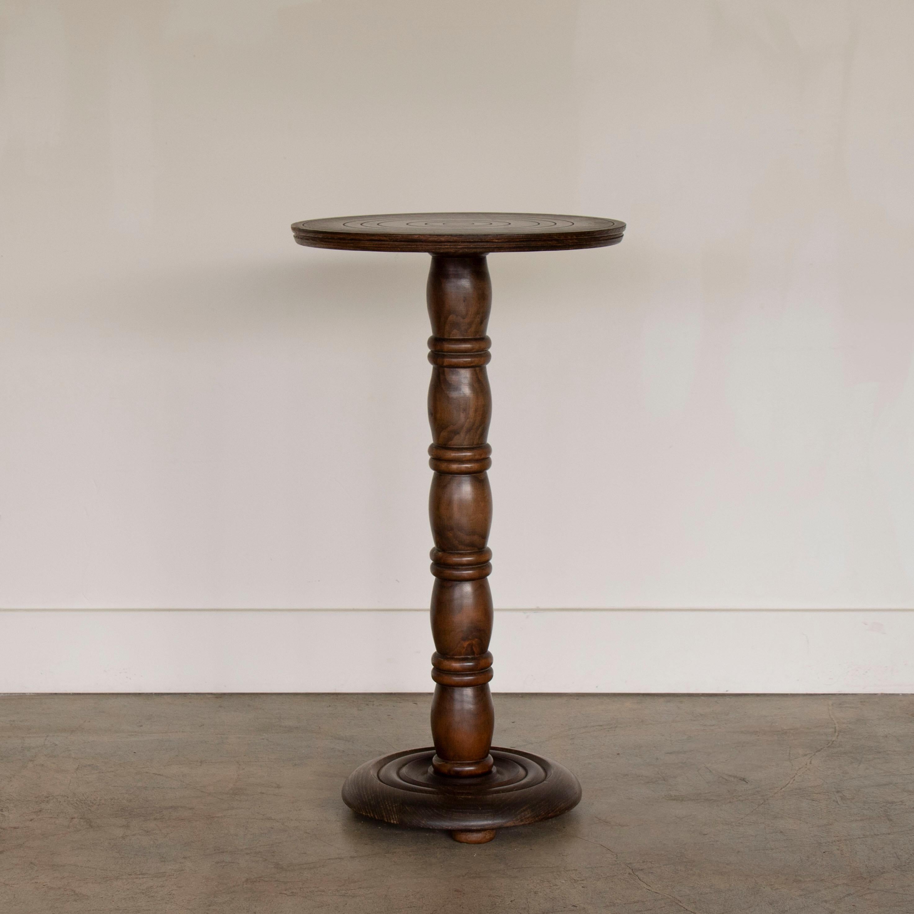 Oak French Wood Side Table by Charles Dudouyt