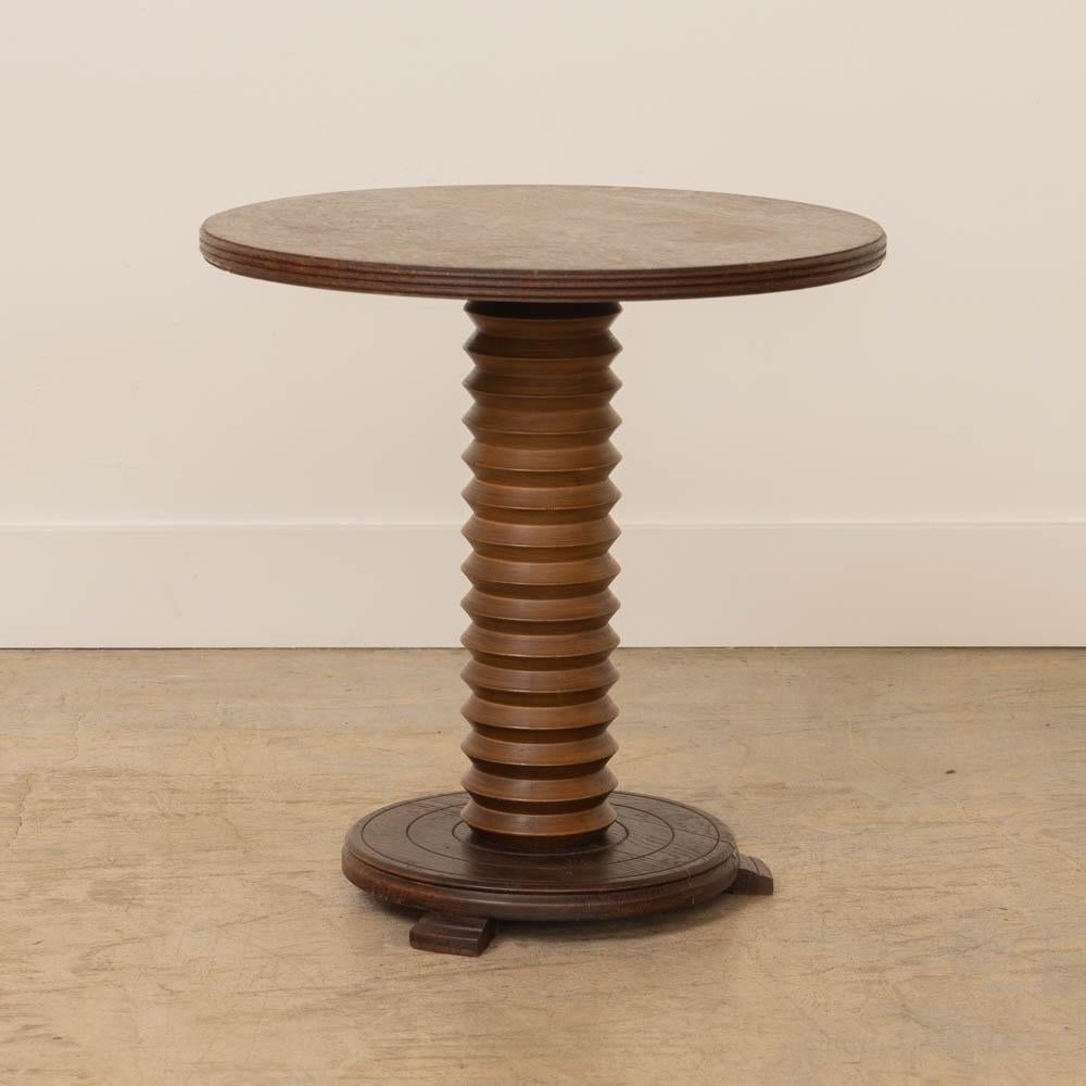 Oak French Wood Side Table by Charles Dudouyt