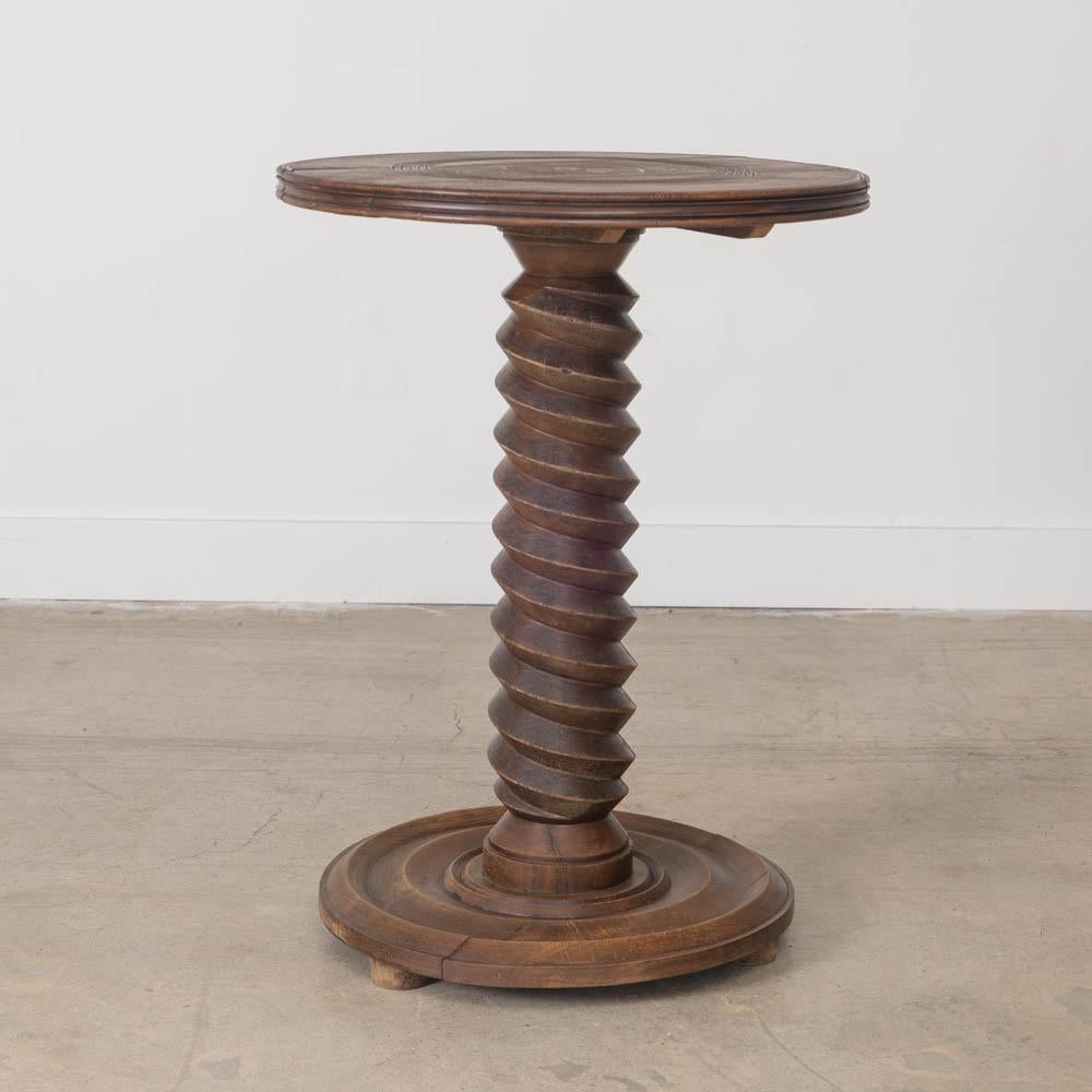 Oak French Wood Side Table by Charles Dudouyt For Sale