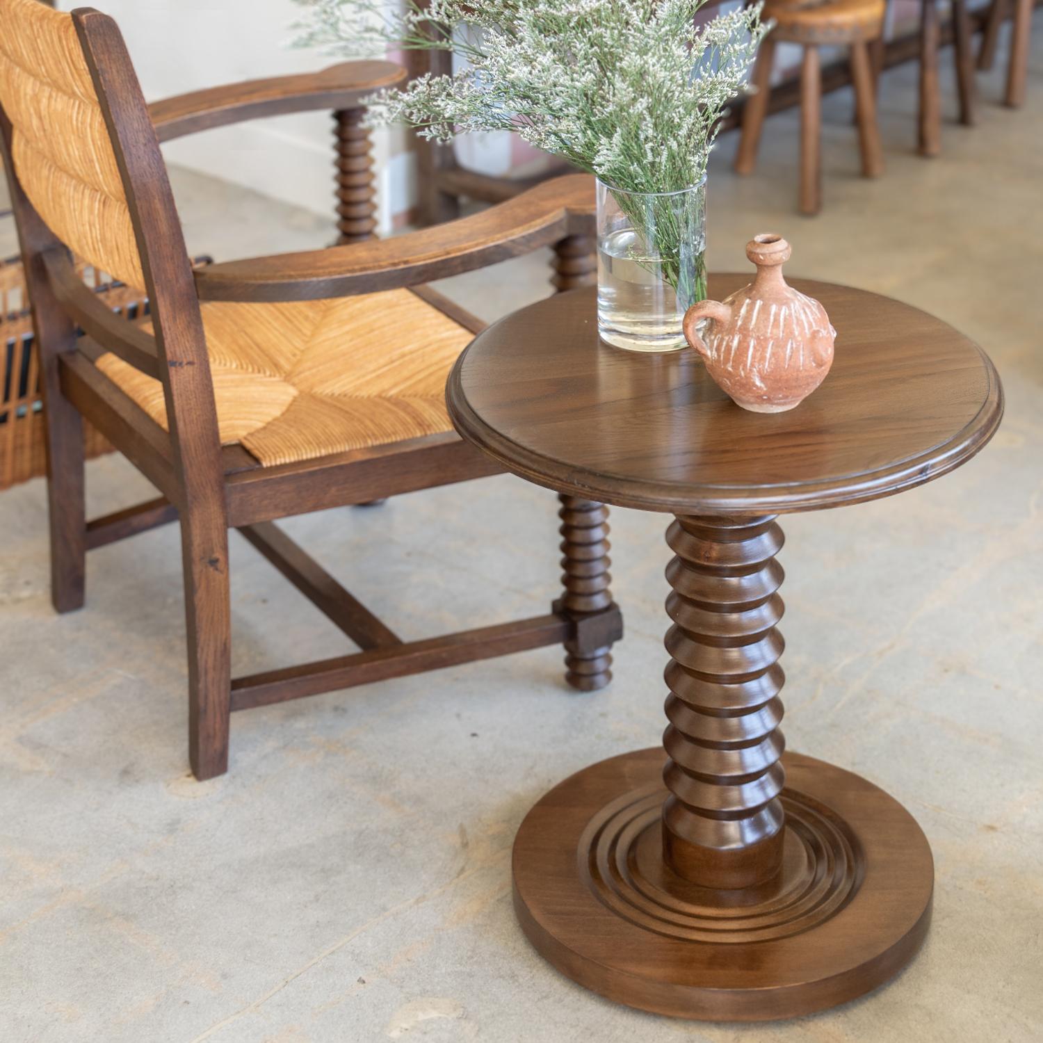 French Wood Side Table by Charles Dudouyt 1
