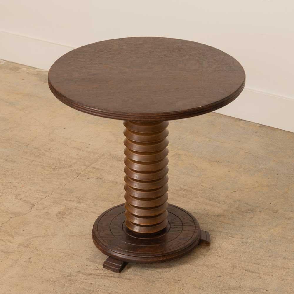 French Wood Side Table by Charles Dudouyt 1