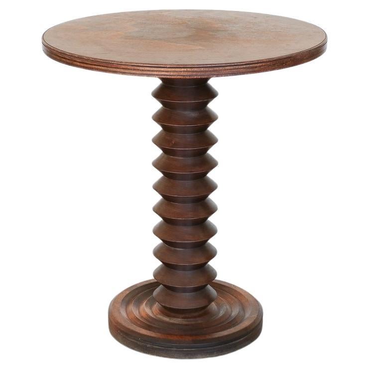 French Wood Side Table by Charles Dudouyt For Sale