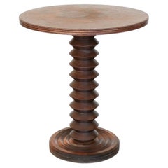 French Wood Side Table by Charles Dudouyt